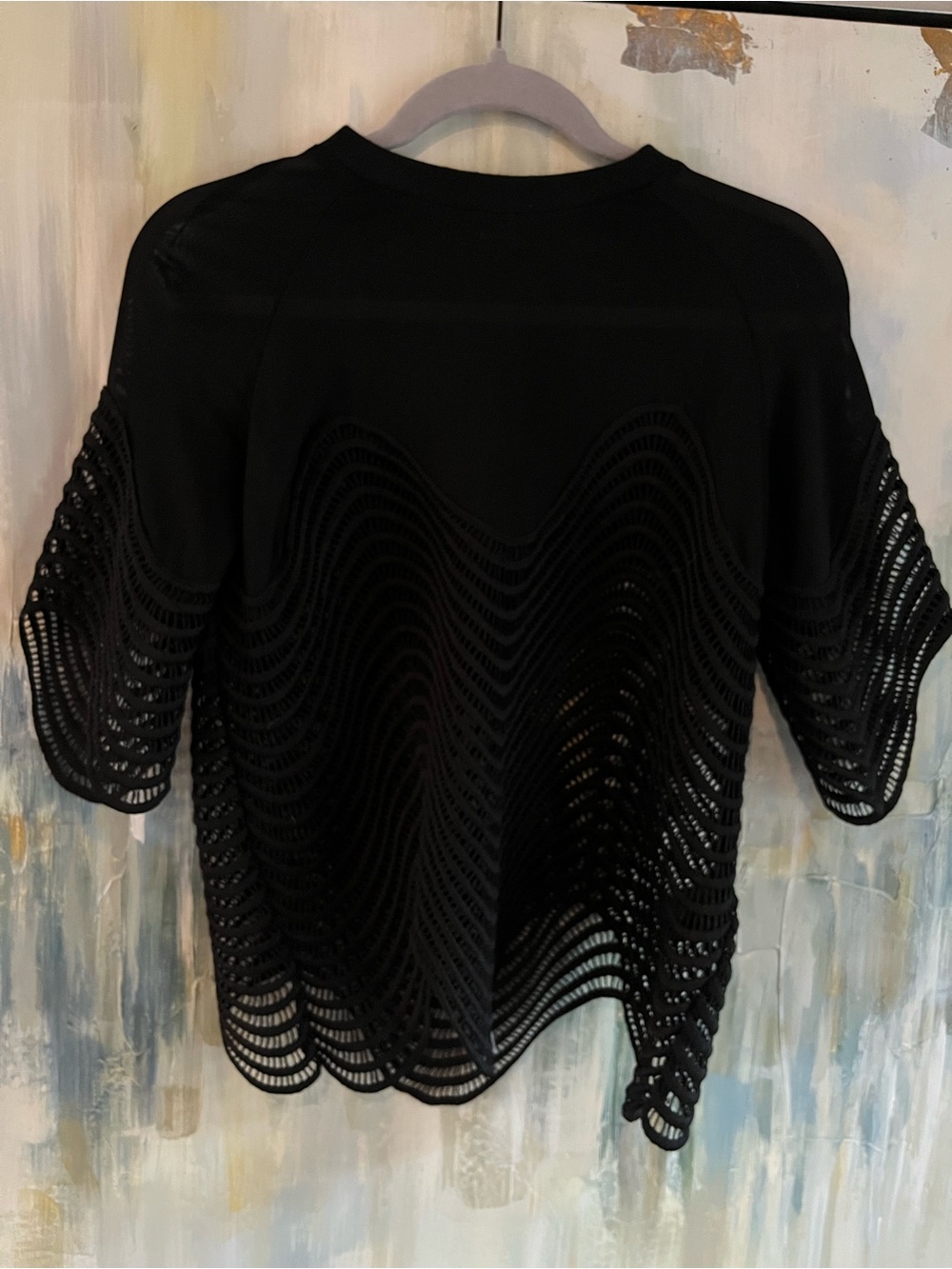 Bardot Black Sheer Mesh Wave Lace Top Size US 4 / XS